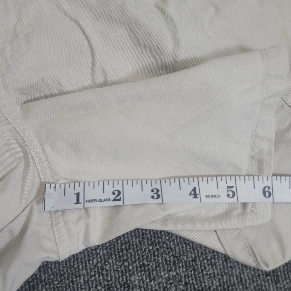 Eddie Bauer 16 Petite Chino Shorts Womens Khaki Pleated High Rise Cotton Twill